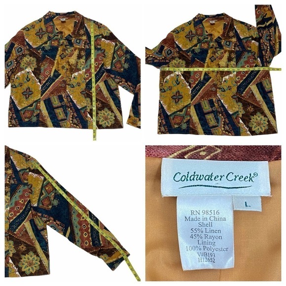 COLDWATER Creek Printed Button Down Jacket Large - Picture 10 of 11